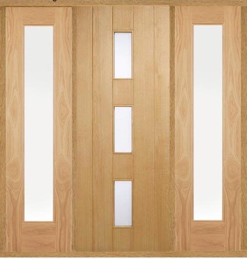LPD Copenhagen 3-light Oak Front Door with Sidelight/s